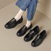 Black Small Leather Shoes Women's Retro College Style Platform Loafers One-pedal Single Shoes Women_vogvips.com