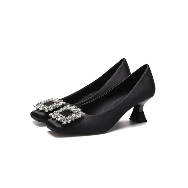 6388-2 Toe High Heel Women 2025 Autumn New Women' Thin Heel Shallow Mouth Rhinetone Square Buckle Elegant Single_vogvips.com
