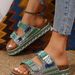 New Fashion Thick-Soled Hemp Rope Double Buckle Rhinestone Cork Outdoor Beach Slippers For Women_vogvips.com