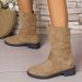 Mid-calf Metal Buckle Slim Boots Autumn/Winter New Style Suede Round Toe Women's Boots_vogvips.com
