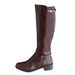 Women's Chunky Heel Round Toe Side Zipper Buckle Knee High Riding Boots In Black And Brown Side Zipper Buckle Knight Boots Women_vogvips.com