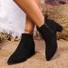 Pointed-toe Chunk-heeled Women's Mid-heeled Short-top Boots For Autumn And Winter 2026_vogvips.com