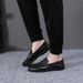Euro Step Black White Men's Versatile Slip-On High-End Leather Shoes Trendy Loafers Lazy_vogvips.com