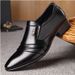 Leather Shoes Men's Summer Breathable Men's Shoes Korean-style All-match Trendy Men's Casual Shoes British Business Dress Height-increasing Shoes_vogvips.com