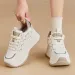 Hollow Cutout Platform Sneakers Women Lace Up Contrast Color Thick Wedge Sole Non Slip Casual Walking Dad Shoes_vogvips.com