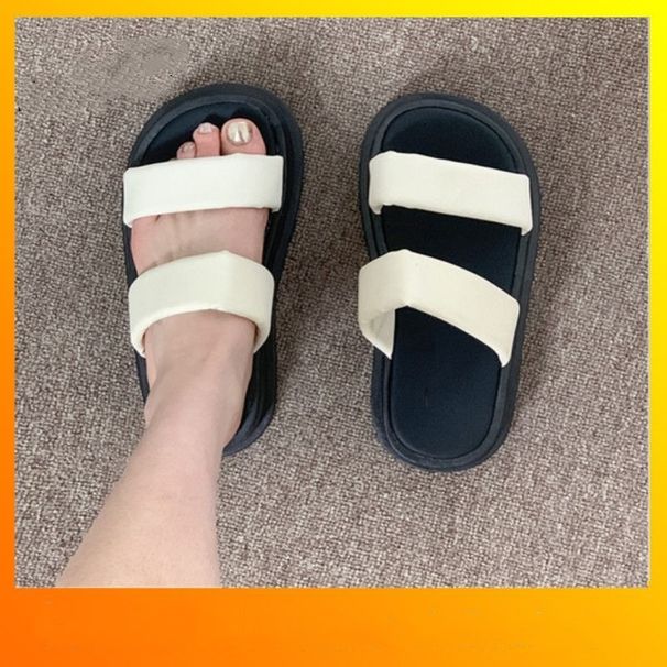 High-end And Fashionable Black Slippers For Women's Outerwear, 2025 Summer New Thick-soled Versatile One-piece Flip-flops For Women's Casual Cooling_vogvips.com