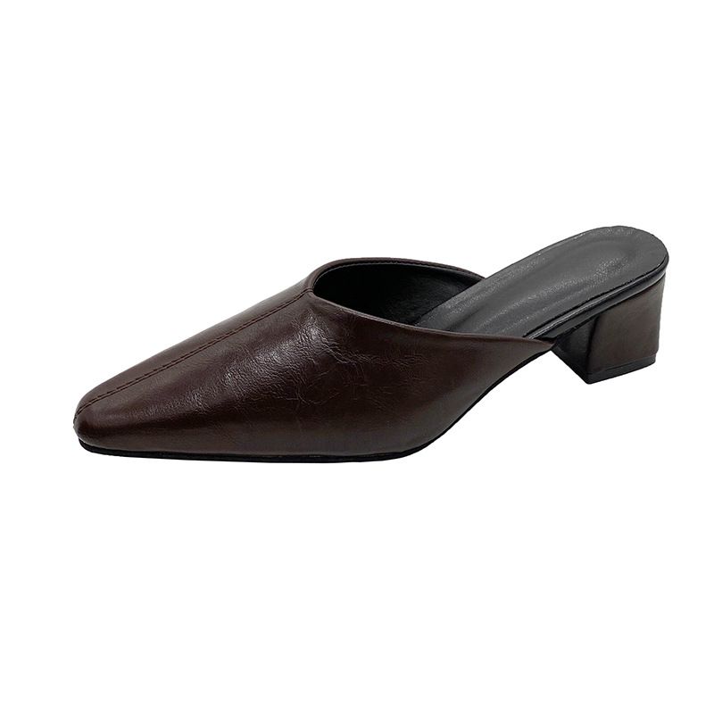 Summer Chic Plus Size Chunky Heel Slip-On Mules Closed Toe Mid Heel Slippers For Women Easy Wear Casual Shoes New Style_vogvips.com