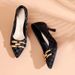 2025 New White Chain Style Professional High Heels Wo, Thin Heel Elegant Soft Leather French Pointed Toe Pumps For_vogvips.com