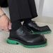 ShoeVault New Big Square Toe Derby Men's British Style Korean Version Leather Thick Sole Height Increasing Hairstylist Shoes_vogvips.com
