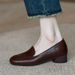 Loafers Soft Sole Mom Medium Work Shoes Leather Shoes Casual Doudou Women's Shoes Shallow Mouth Single Shoes_vogvips.com