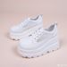 NEW White Wedge Sneakers Breathable Hollow Thick Platform Heel Pumps Shoes Women Heels_vogvips.com