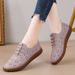 Soft Leather Beef Tendon Soft Sole Doudou Shoes Medium And Old Flat Shoes Single Shoes Women's One Pedal Hollow Hole Shoes Lazy Shoes_vogvips.com