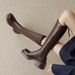 Women's Chunky Heel Knee High Boots Platform Retro Riding Boots With Back Zipper And Faux Fur Lining Fleece Lined, Retro Back Zipper Riding Boots._vogvips.com