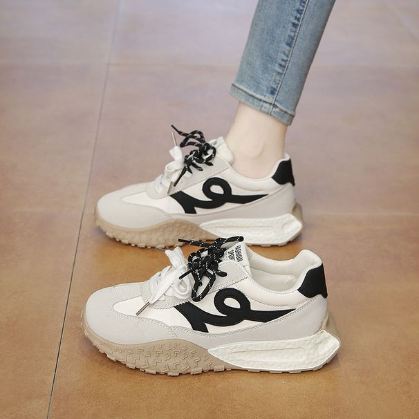 Thick Soled Shoes For Women New Color Matching Forrest Gump Shoes Casual All Match Non Slip Running Sports Dad Shoes_vogvips.com