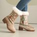 Women's Snow Boots, Red Christmas Shoes, Round Toe, Thick Sole, Thick Heel, High Heel, Thick Fur Lining, Short Boot, Warm Cotton Shoes, Short Boots_vogvips.com