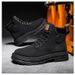 Men's Retro Motorcycle Boots High Top Work Boots British Style Chunky Sole Lace Up Ankle Boots For Teen Boys & Young Adults (Black/Yellow)_vogvips.com