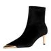319-A10 Wind Luxury Women's Banquet Metal Pointed Foot Trimming Look Skinny Xishi Velvet Short Boots_vogvips.com