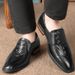Dress Embossed Three-dimensional Crocodile Foot Casual Men's Shoes Elegant Banquet Pointed Leather Shoes_vogvips.com