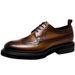 Round head Brock men's leather big head business casual shoes top layer cowhide leather shoes thick sole increase_vogvips.com