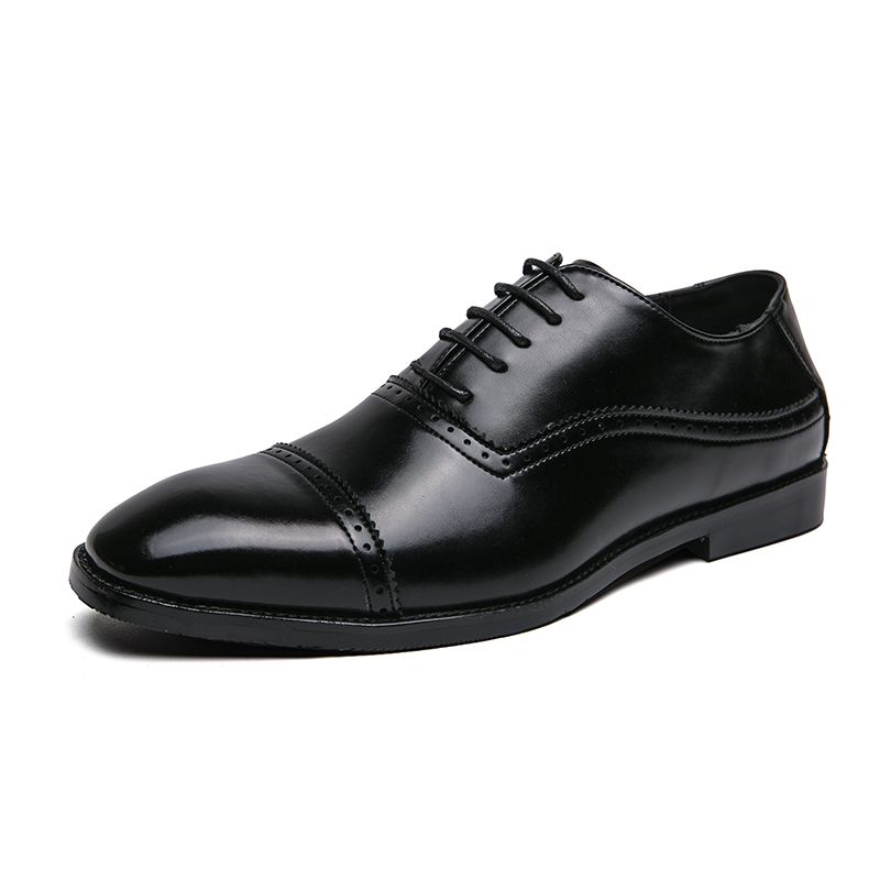 New Men's Brown Business Casual Derby Shoes British Style Lace-up Versatile Brock Men's Shoes Black Suit Banquet Dress Groom Wedding Shoes_vogvips.com
