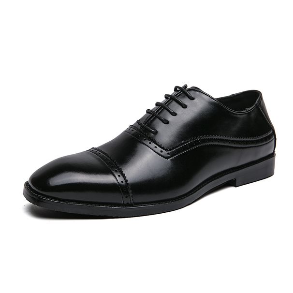 New Men's Brown Business Casual Derby Shoes British Style Lace-up Versatile Brock Men's Shoes Black Suit Banquet Dress Groom Wedding Shoes_vogvips.com