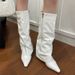 Slimming White Bootcut 2026 New Model Pointed Toe High-Tube Riding Wedge Heel Long Boots For Women Over The Knee_vogvips.com