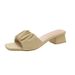 Summer New Black Pleated Square Head Thick Heel Sandals Women Wear Fashion Temperament Dinner Socialite High_vogvips.com