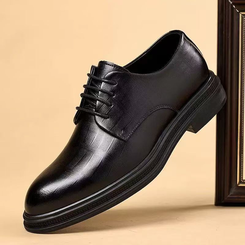 Spring And Autumn New Men's Shoes, Soft Leather Business Casual, Breathable, Youth Formal Wear, Lightweight, Durable,_vogvips.com