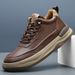 Wide Toe Casual For Men New Genuine Leather Sneakers High Top Trendy Versatile Fleece Lined Warm Cotton Shoes_vogvips.com