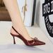 Pointed High Heels, Shallow Mouth Hollow Bow Back Strap Women's Shoes, Thin Heel Back Empty Single Shoes Women's_vogvips.com