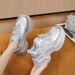 Women's Fashion Chunky Platform Sneakers With Rhinestones - Breathable Comfort, Casual Style, And Height Boost Breathable Casual Sports Shoes_vogvips.com