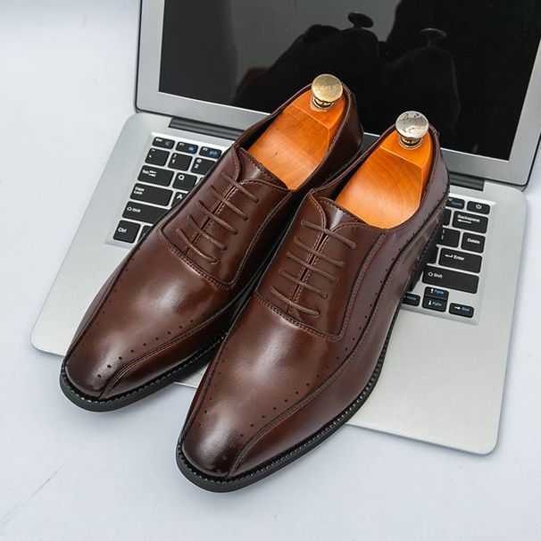 New Fashion Men's British Black Business Casual Loafer Shoes Daily Driving Office Leather Shoes One Foot Pedal Lazy Brown Banquet Dress Wedding Men's_vogvips.com