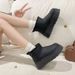 Women's Shoes Winter New Style Thick Soled Snow Boots For Women, Round Toe Fleece Lined Warm Slip On Boots_vogvips.com