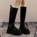NEW Belt Buckle Long Boots For Women, Petite Height Increase And Slimming, Knee-length Boots, Thick-soled High Boots For Riders_vogvips.com