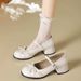 Retro French-style Bow-front Wide-heeled Ankle Boots For Women, 2026 Spring New Style_vogvips.com