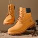 Unisex Durable Leather Work Boots, Waterproof High-Top Martin Boots For Men & Women, Comfortable & Breathable Winter Snow Boots_vogvips.com