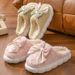 2025 New Autumn Winter Cute Butterfly Cotton For Women, Postpartum Warm Indoor Home Thick Sole Furry Slippers_vogvips.com
