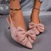 Elegant High Heels For Women Stiletto Pointed Toe Back Strap Plus Size Cross Border Fashionable Bow Detail Closed Toe Shoes_vogvips.com