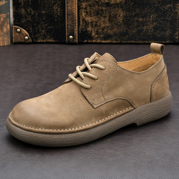 European Warm Series Autumn Winter New Casual Men's Easy-to-Match British Style Soft Sole Wide Toe Lace-up Leather Shoes_vogvips.com