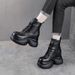 Autumn Winter New Small Stature Genuine Leather Platform Women Motorcycle Top Layer Cowhide Short Thick Sole Height_vogvips.com