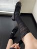Summer Thin Solid Color Hollow Pile Socks Lace Calf Socks Show Leg Thin Socks Niche Retro Style Sexy Socks_vogvips.com