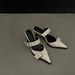 Pointed Belt Buckle, Thin Heel Belt Buckle, Single Shoe, Women's Bag Top, Silver Back Hollow High Heel Sandals_vogvips.com