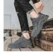 Men's Casual Work Shoes With Thick Non-Slip Rubber Sole, Breathable Synthetic Leather Sneakers For Daily Wear, Round Toe Low-Top Lace-Up Shoes_vogvips.com