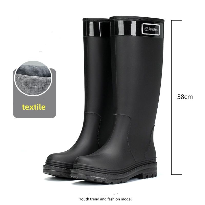 Thick Rain Boots For Women, High Tube Rain Boots, Long Tube Waterproof Shoes With Fleece And Anti Slip, Fashionable Rubber Shoes, Source Factory_vogvips.com