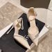 New Black Pointed-toe Strappy Stiletto High-heeled Women's Low-heeled Shoes With Rhinestones, 9.5cm, Hollow Single Shoe, Sexy Style Sandals_vogvips.com