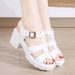 Summer New Leather Platform Sandals, 6cm Thick Sole, Versatile, Casual And Breathable Women's Flip-flops_vogvips.com