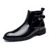European Warm Series Fashion Glossy Martin Casual Side Zipper Pointed Leather Boots Trendy Small Men's Shoes Size 38_vogvips.com