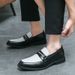 Business Slip-On Loafers Fashion Color-Block Open Smile Leather Men's Large Size Lazy Shoes_vogvips.com