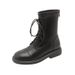 Women's Shoes Classic Round Toe Ankle Boots With Lace-Up Design, Genuine Leather Upper, Rubber Sole For Comfort And Durability, Low Heel Casual_vogvips.com