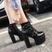 15cm Thick Heel Dance T-Stage Platform Punk Nightclub Super High Heels Short Boots Women's Shoes 526-3_vogvips.com